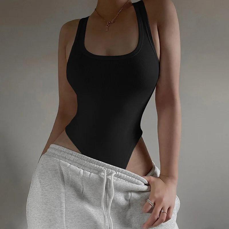 Bodysuit de malha sem mangas